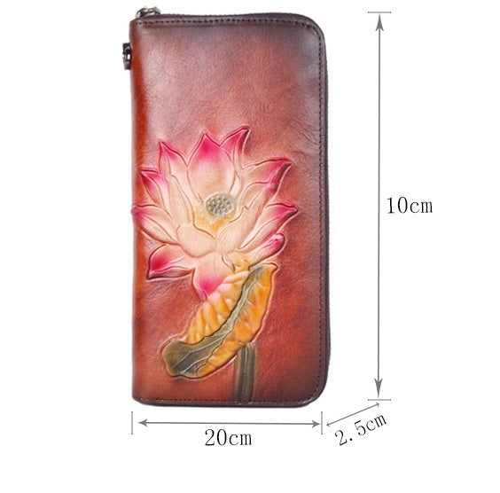 Retro Rub Colored Multiple Card Slots Long Ladies Wallet