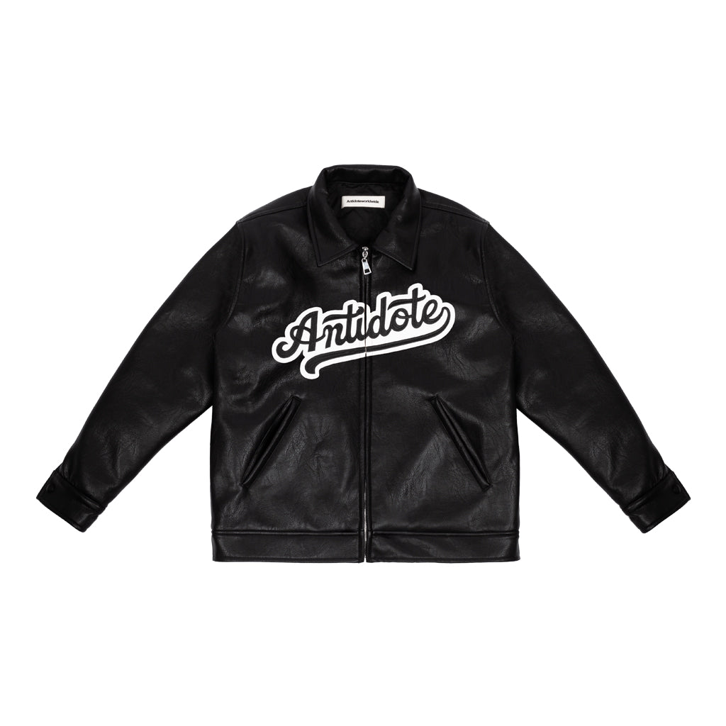 Bomber Jacket Applique Embroidery Leather Jacket Men's Winter