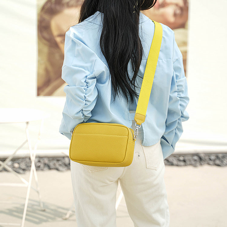 Solid Color Messenger Bag Women's Wide Shoulder Strap Shoulder Bag Small Square Bag