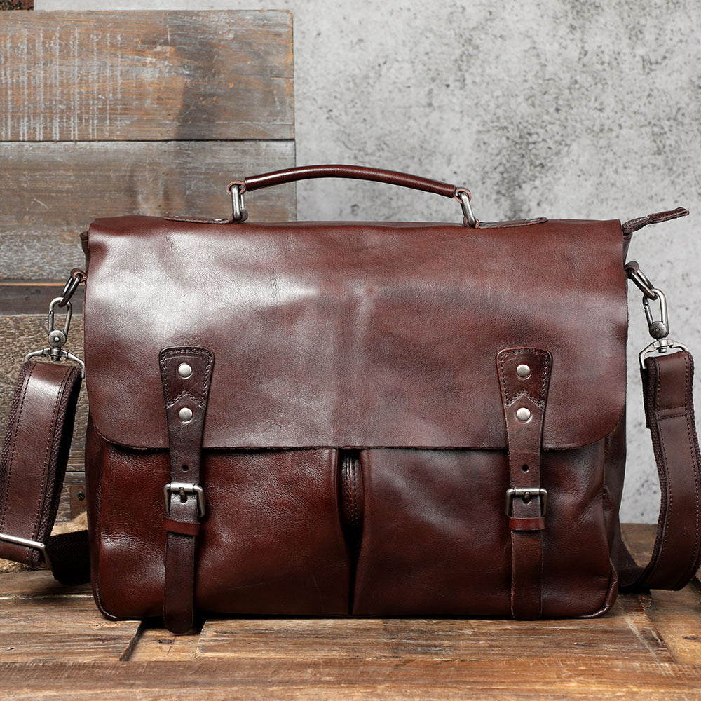 Men's First Layer Cowhide Briefcase Leather Handbag