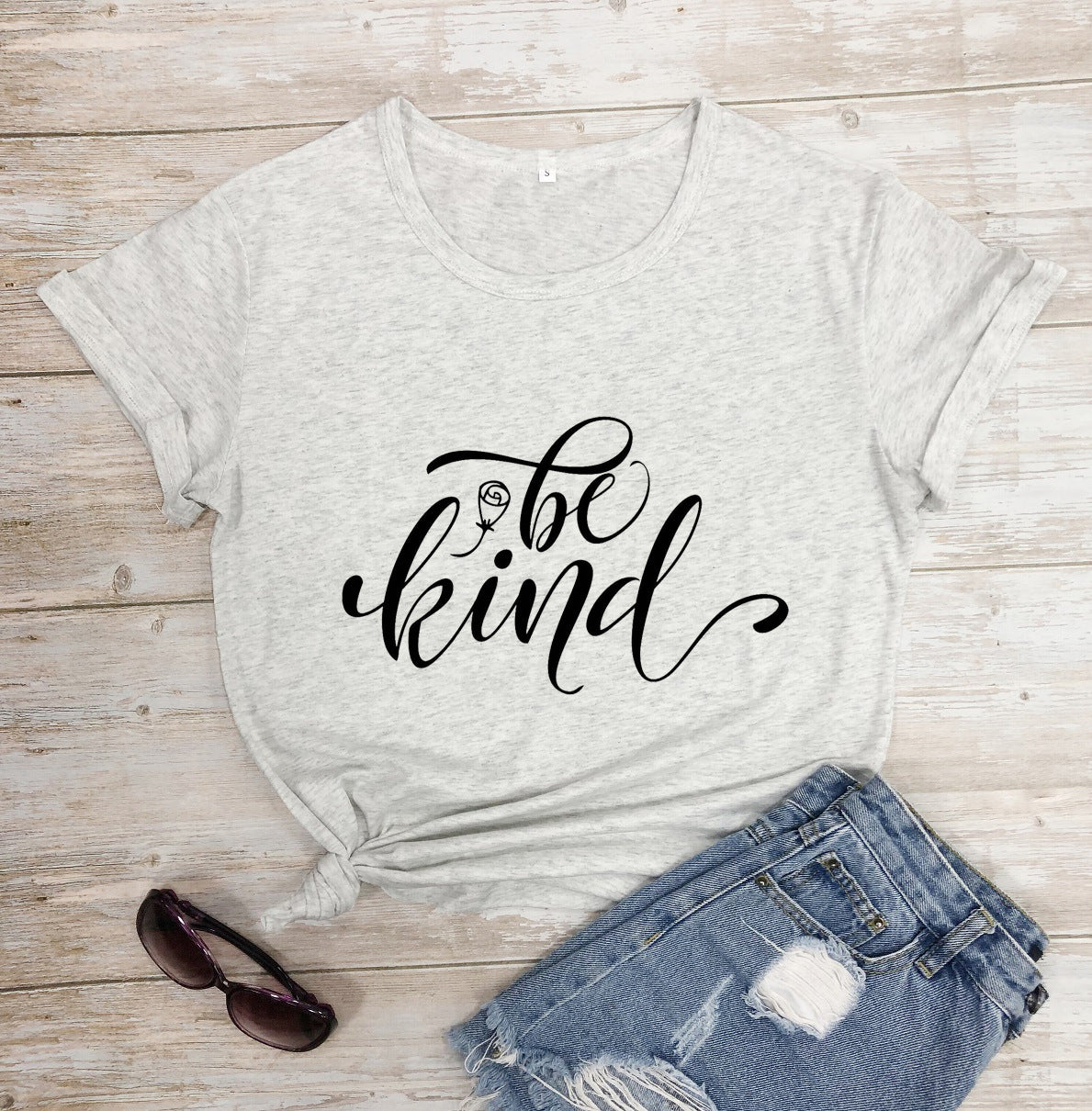Be Kind Rose Style Short Sleeve European And American Street Leisure T-shirt