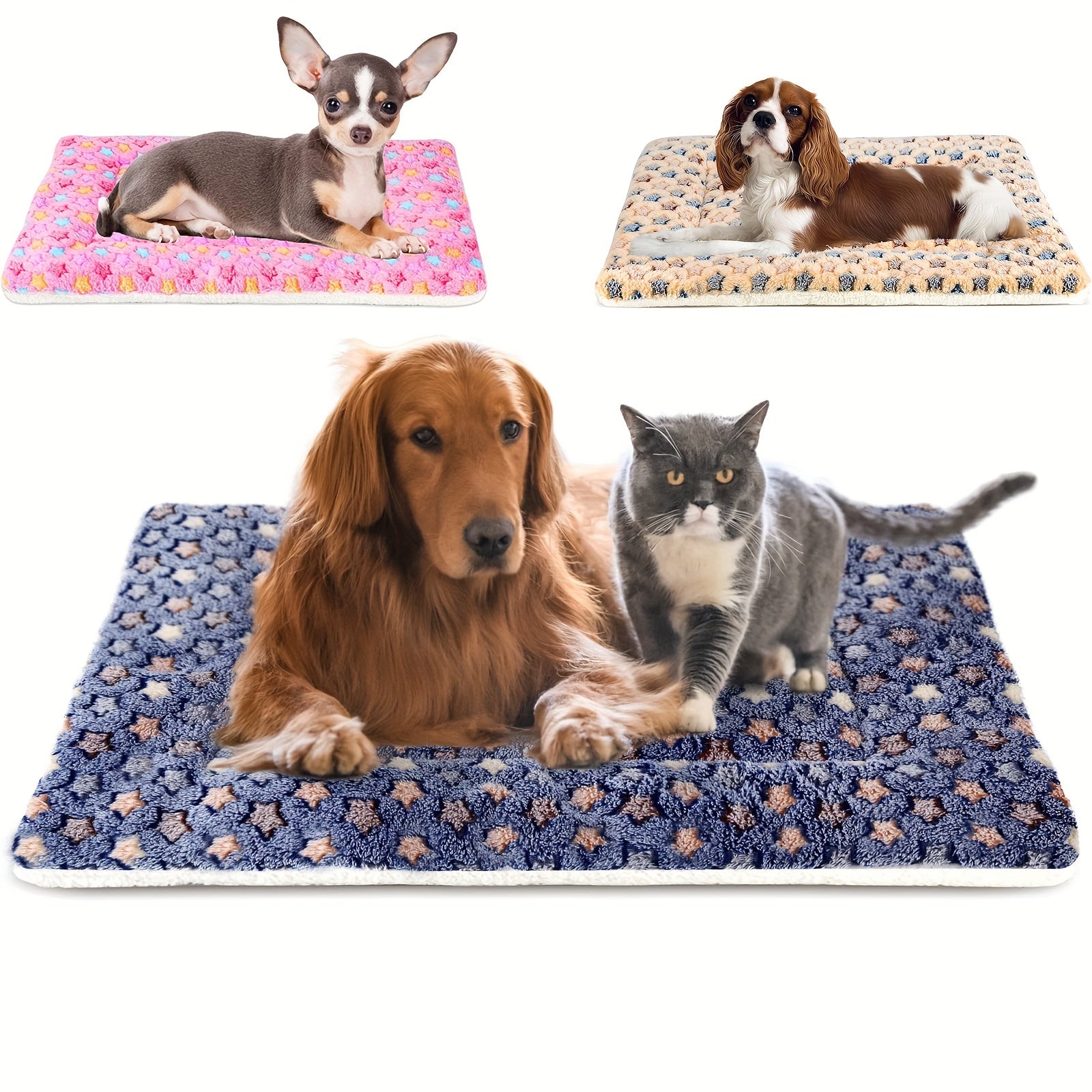Versatile Pet Bed Mat: Soft, Washable, and Reversible Fleece Mat for Dog Crates, Cat Bed Liners, and Fluffy Pet Blankets