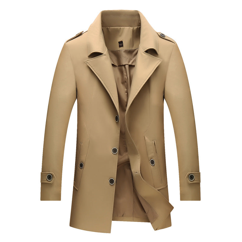 Long Single Breasted Lapel Trench Coat