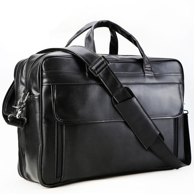 Men's Fashion Large Capacity Leather Handheld Computer Bag