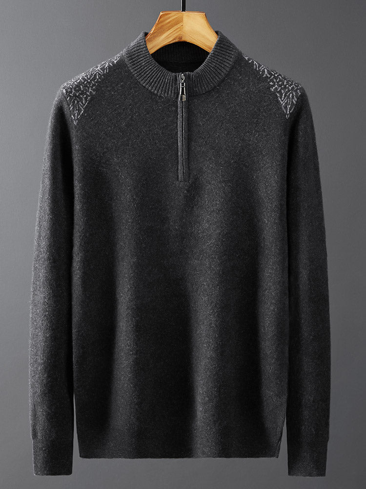 Men's Zipper Half High Collar Cashmere Sweater
