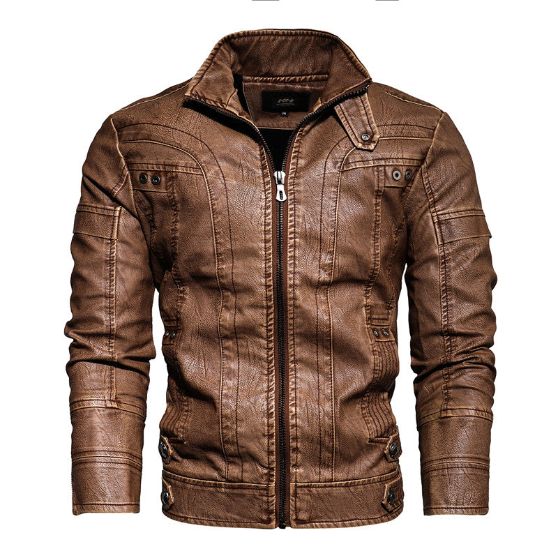 Imitation leather PU retro jacket