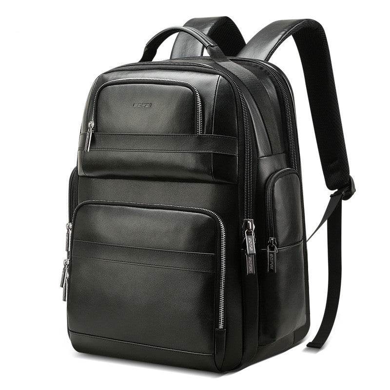 Top layer leather backpack