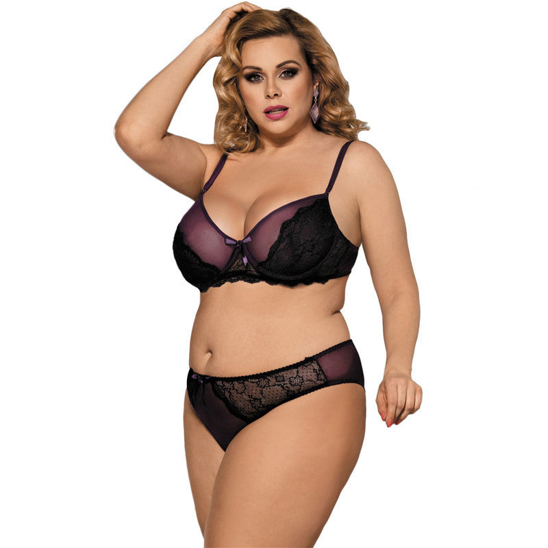 Sexy Lingerie Plus Size Ladies Sexy Lace Pajamas Three-point Suit