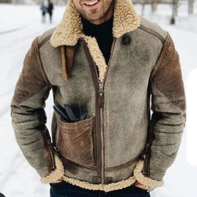Men's Warm Jacket Lamb Wool Padded Jacket Winter Hot Coat