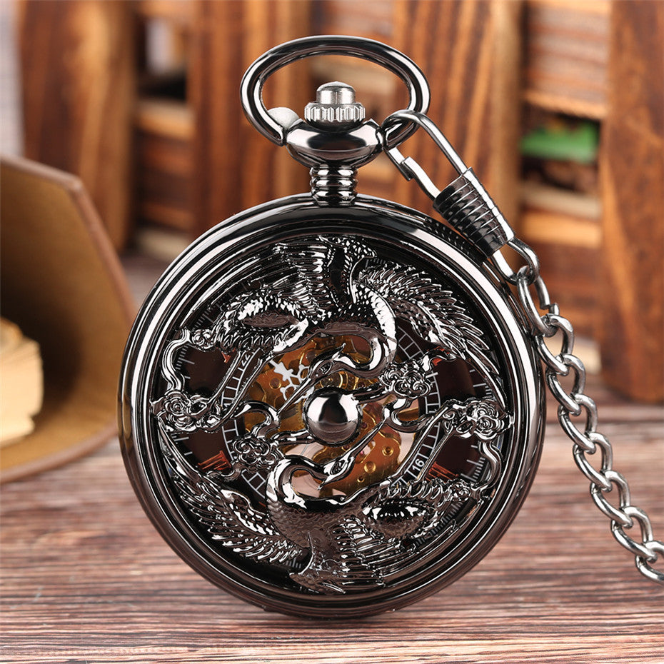 Manual Mechanical Pocket Watch With Hollow Carved Pattern
