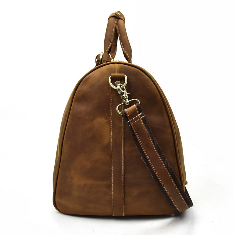 Top Layer Cowhide One-Shoulder Messenger Duffel Bag