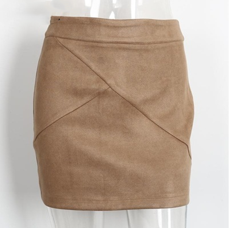 Ladies Leather Suede Pencil Skirt Bodycon Short Skirts Women