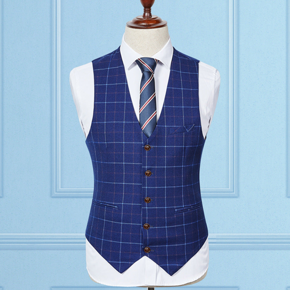 Young Men's Slim Check Three-Piece Set