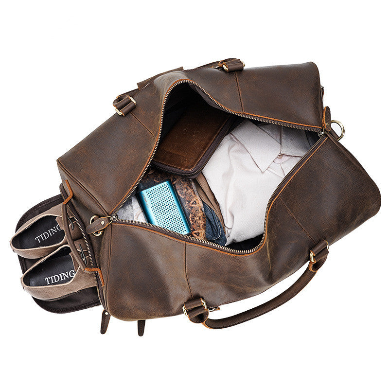Retro Travel Bag Large Capacity Handbag Leather Men's Diagonal Bag