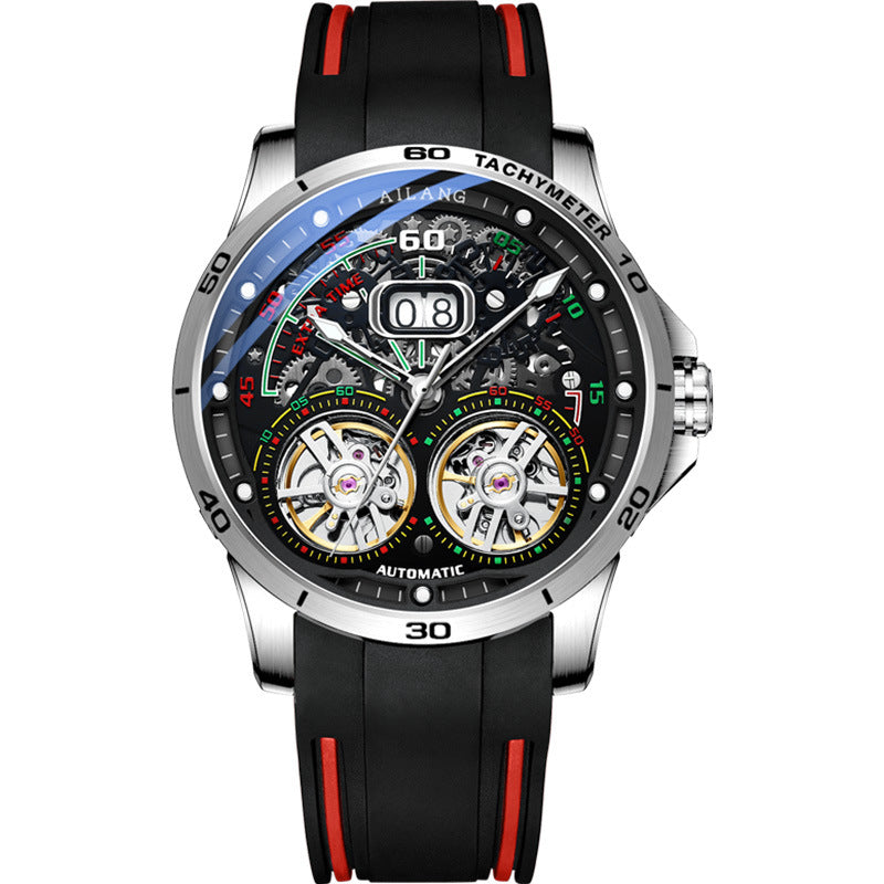 Double Flywheel Hollow Watch Automatic Mechanical Watch Calendar Men'S Watch