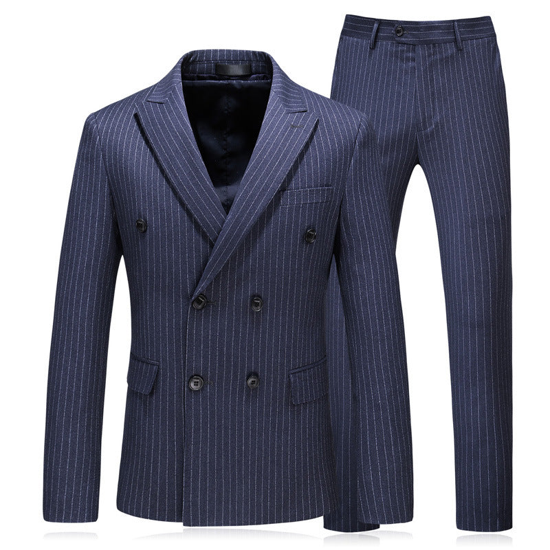 2018 Autumn And Winter New Foreign Trade New Men's Double-Breasted Striped Suit Three-Piece suit