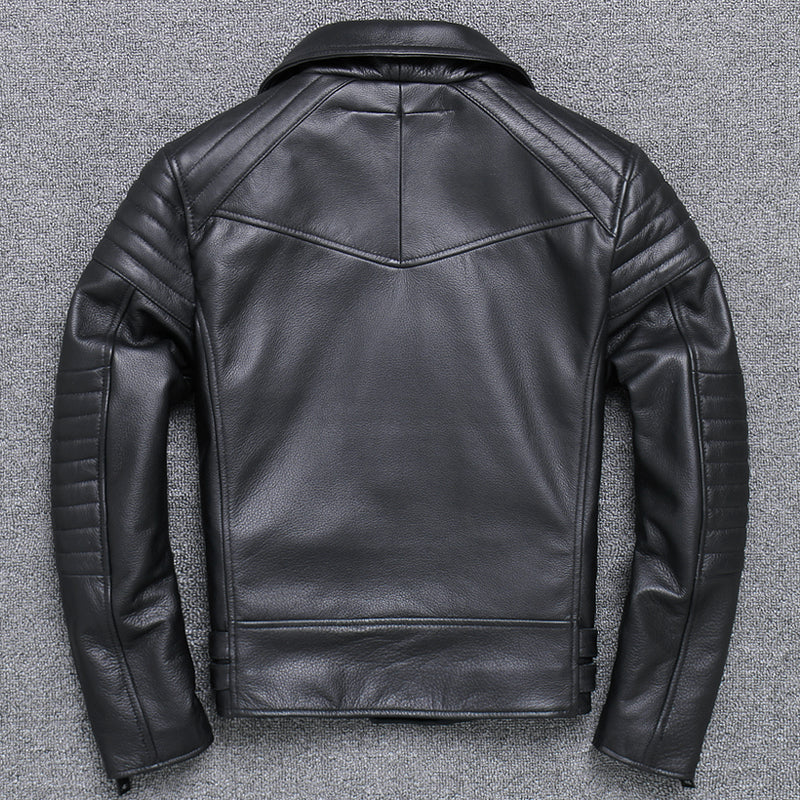 Fashion Men's Leather Diagonal Zipper Jacket