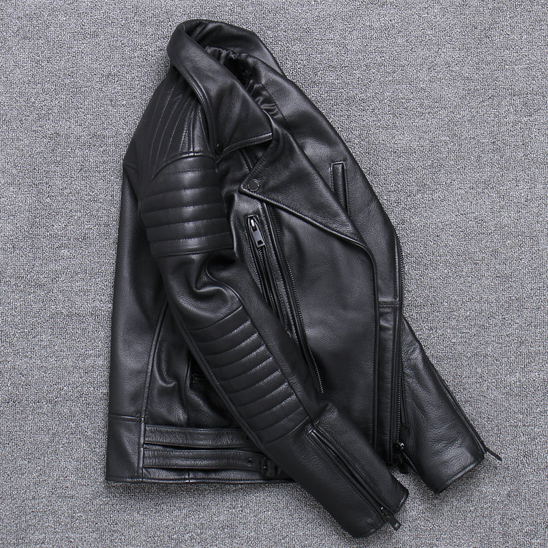 Fashion Men's Leather Diagonal Zipper Jacket