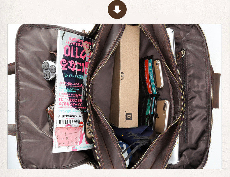 16 Inch Computer Bag Top Layer Cowhide Business Briefcase Men's Handbag