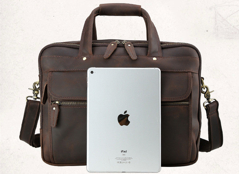 16 Inch Computer Bag Top Layer Cowhide Business Briefcase Men's Handbag
