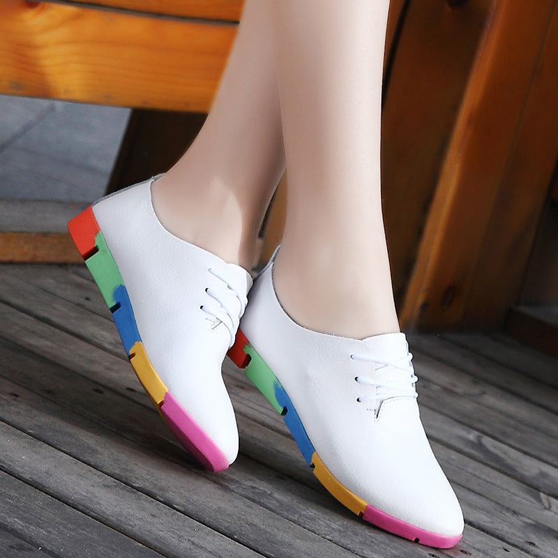 Pointed Shoes Women Leather White Shoes Women Nurse Shoes Casual Shoes Wholesale Specials
