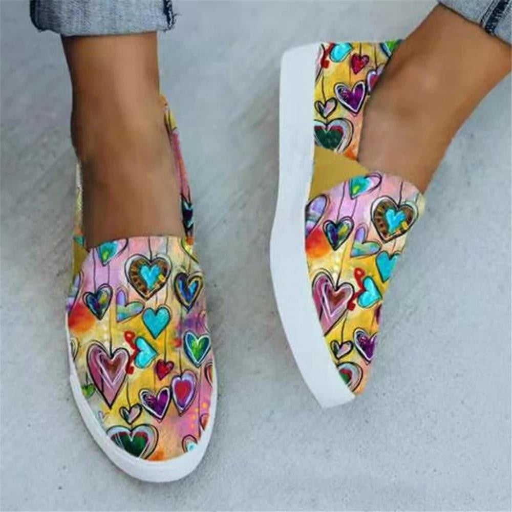 Large Size Women's Shoes Snake Skin Stitching Printed Flat Canvas Shoes Women