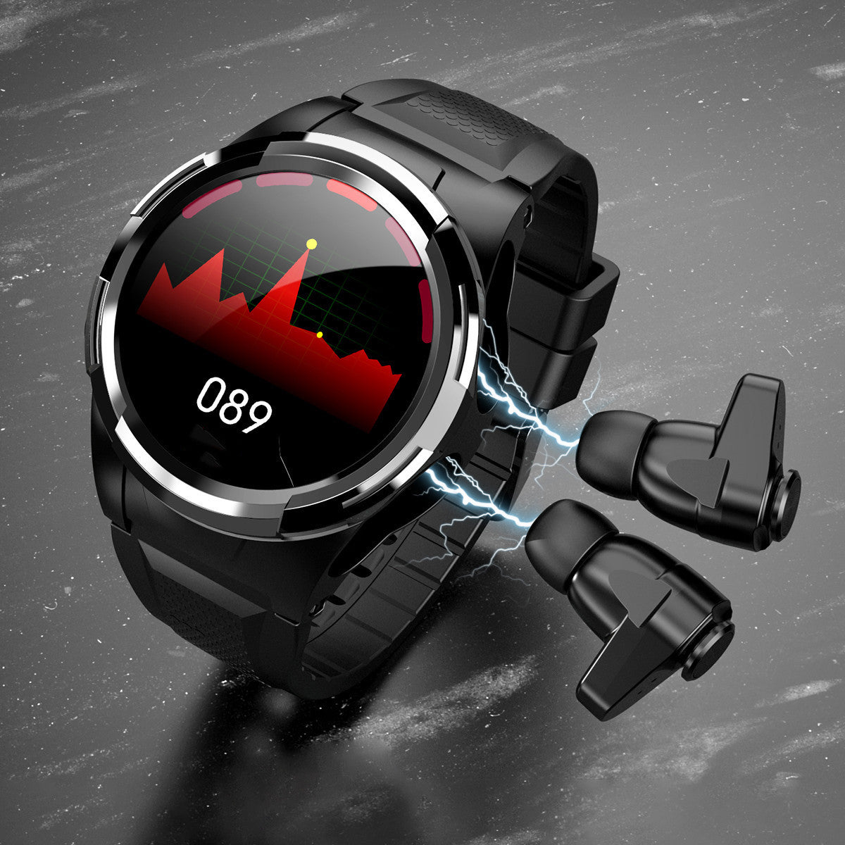 696 Smartwatch with Bluetooth Earphones and Body Temperature Thermometer