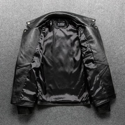 Top Layer Leather Motorcycle Suit Pure Leather Riding Suit Lapel Slim
