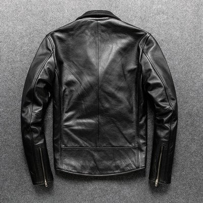 Top Layer Leather Motorcycle Suit Pure Leather Riding Suit Lapel Slim