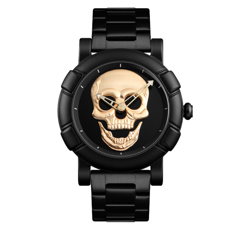 Men's Skull Quartz Watch with Large Dial