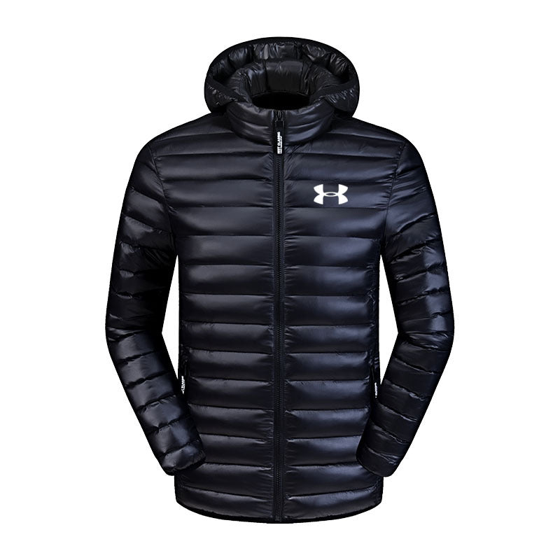 Pure color hooded down padded jacket