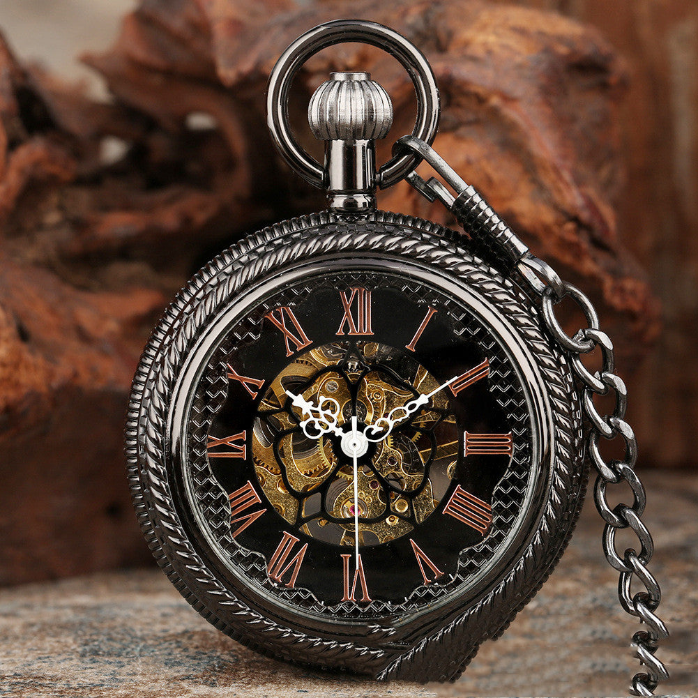 Classic Vintage Floral Case Pocket Watch Cover Manual Mechanical Pocket Watch