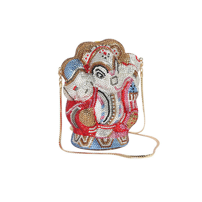 Women's Handmade Diamond Elephant Shaped Clutch Chain Bag