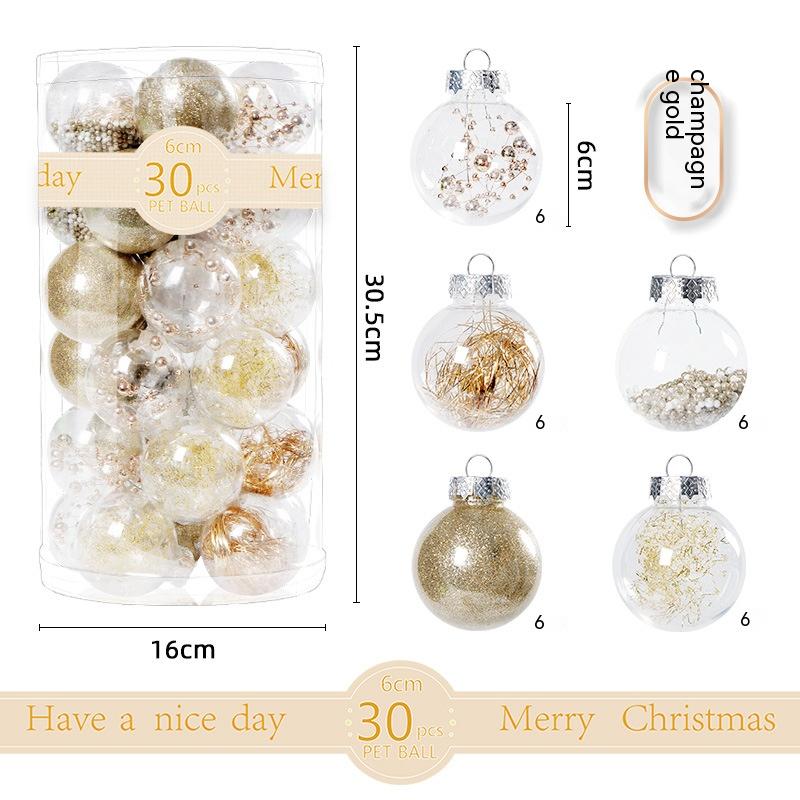 30 Pack Christmas Transparent Plastic Ball Tree Decorations