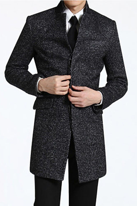 Business Casual Men's Woolen Single Breasted Coat