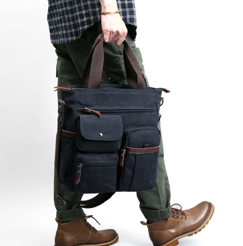 Spot Amites Korean Business Portable Canvas Men's Bag Vertical One Shoulder Electric Messenger Bag Men's Briefcase