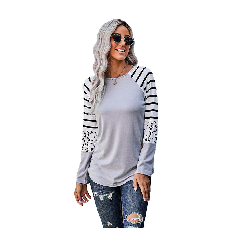 Women's Casual Jacket With Striped Round Neck And Pocket Decoration