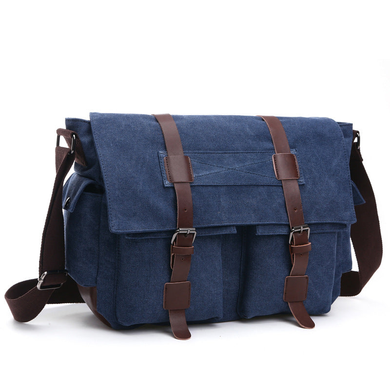 New version of Korean fashion casual canvas bag, practical business single shoulder oblique cross bag, men's Retro schoolbag