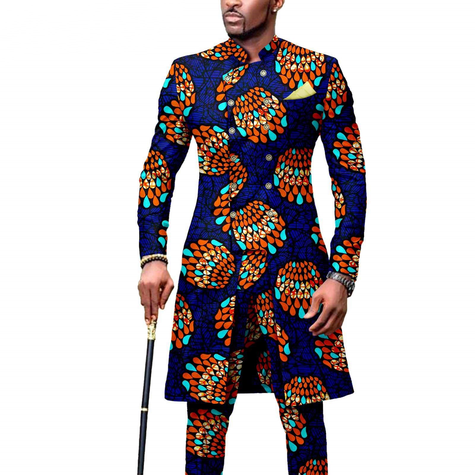 African Men's Slim Fashion Two Piece