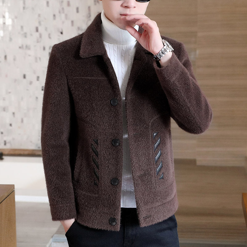 Thickened Men's Woolen Overcoat Trend Mink Woolen Jacket Short Jacket