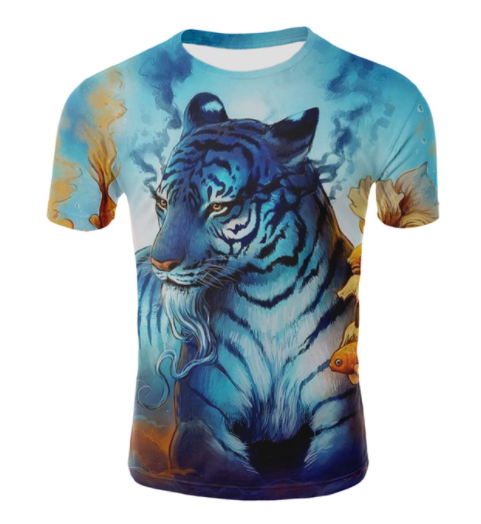 3D Digital Printing Round Neck Loose Casual T-Shirt Short Sleeves