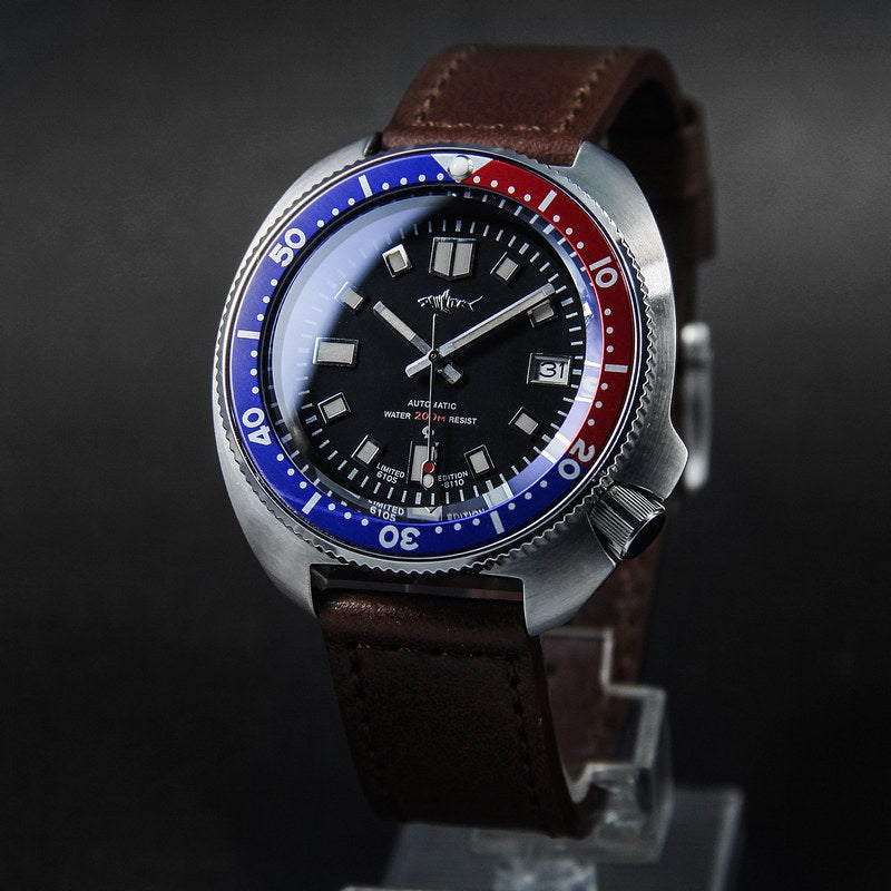 Leather sports waterproof steel watch