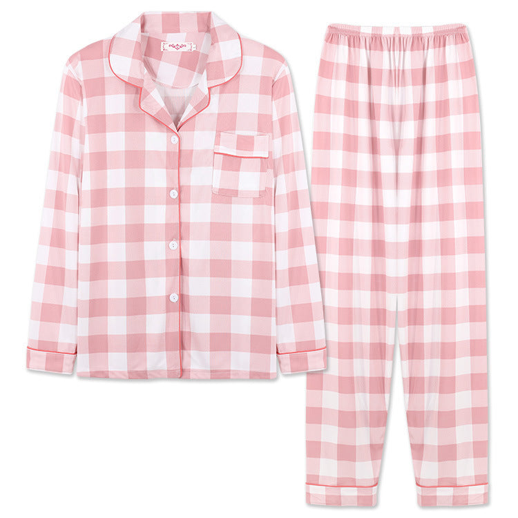 Womens Pajamas Long Sleeve Cardigan Lapel Two Piece Set Plus Size