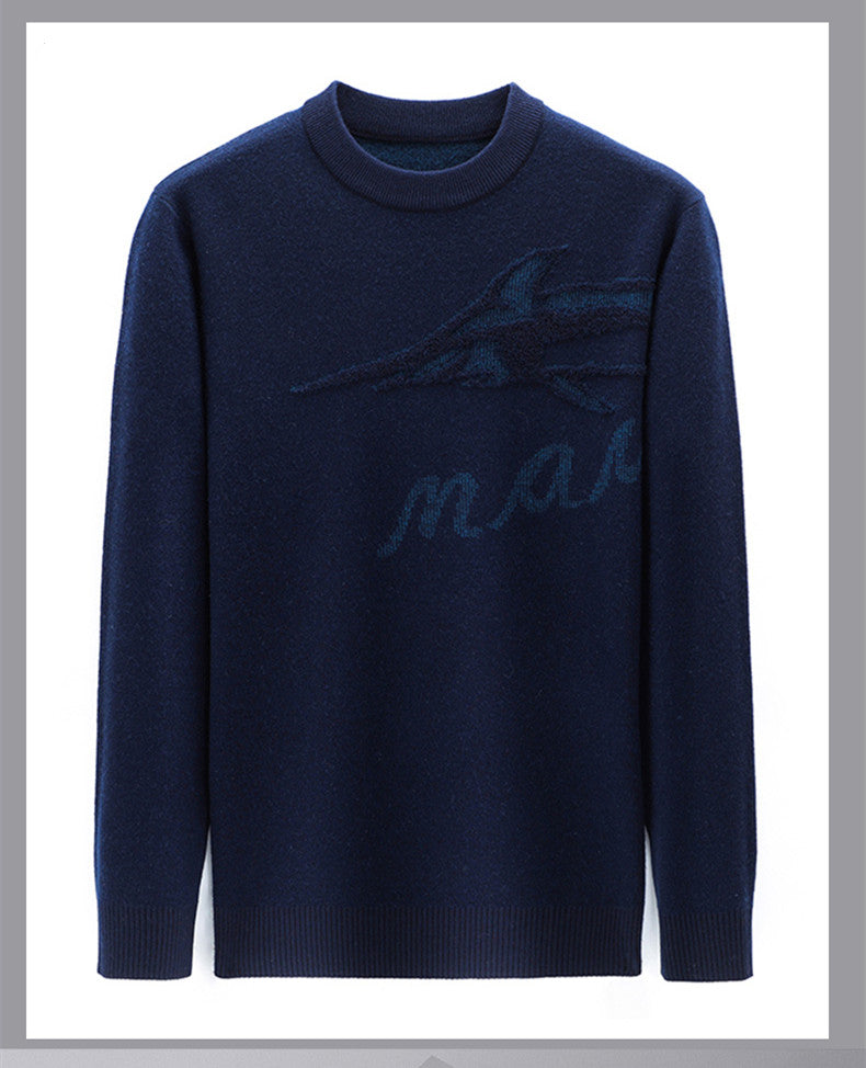Men's Jacquard Loose Plus Size Wool Sweater