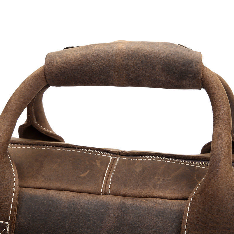Crazy Horse Leather Men's Shoulder Bag Vintage