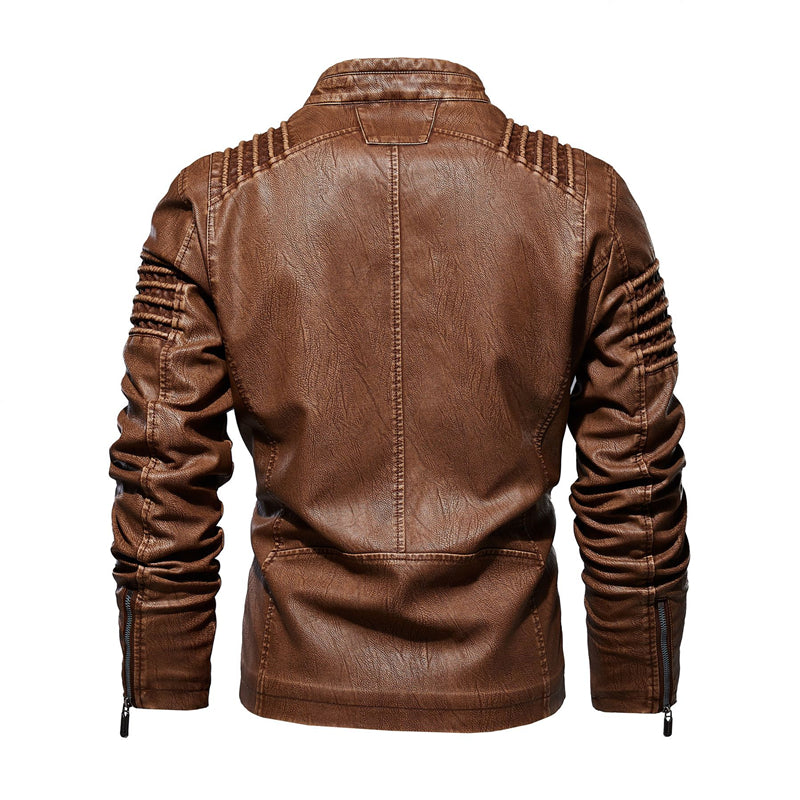 Fashion Motorcycle Coat Warm Leather Jacket New Men