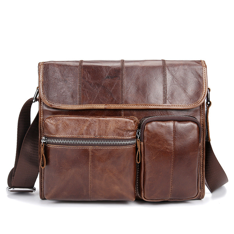 Foreign trade leather bag cross section bangalor retro head leather satchel oil wax men leisure bag