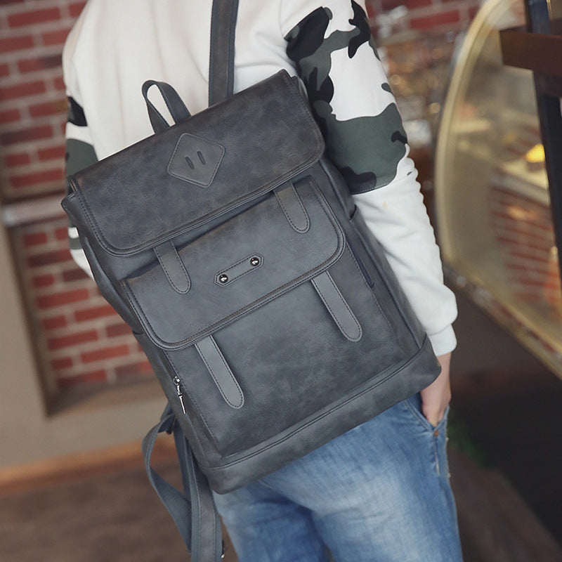 2021 new fashion color leather retro Backpack Laptop computer backpack on behalf of a man