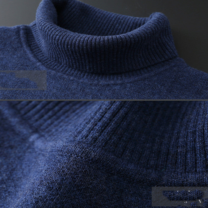 Double Lapel High Neck Cashmere Sweater Middle-Aged Men's Sweater Loose