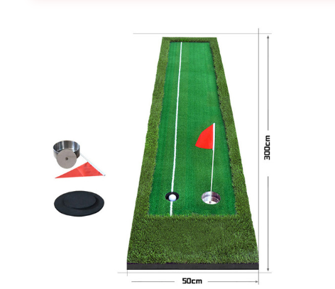 Indoor golf set putter trainer office green track practice blanket
